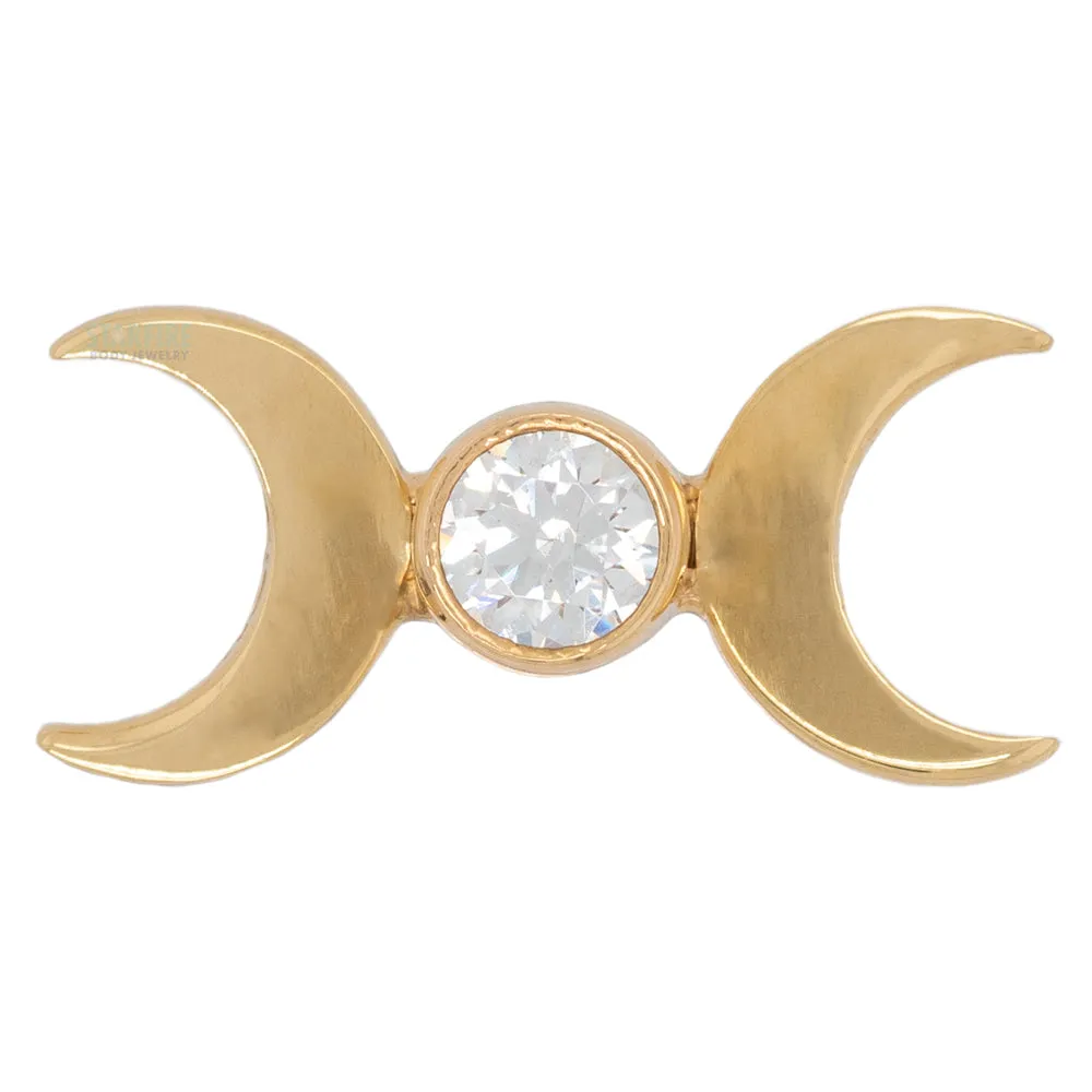 Moon Goddess in Yellow Gold with Bezel-Set Brilliant-Cut Gem - on flatback