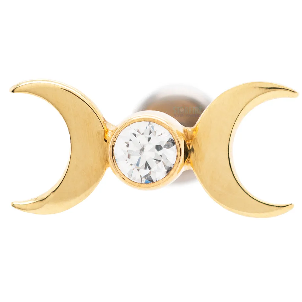 Moon Goddess in Yellow Gold with Bezel-Set Brilliant-Cut Gem - on flatback