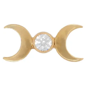 Moon Goddess in Yellow Gold with Bezel-Set Brilliant-Cut Gem - on flatback