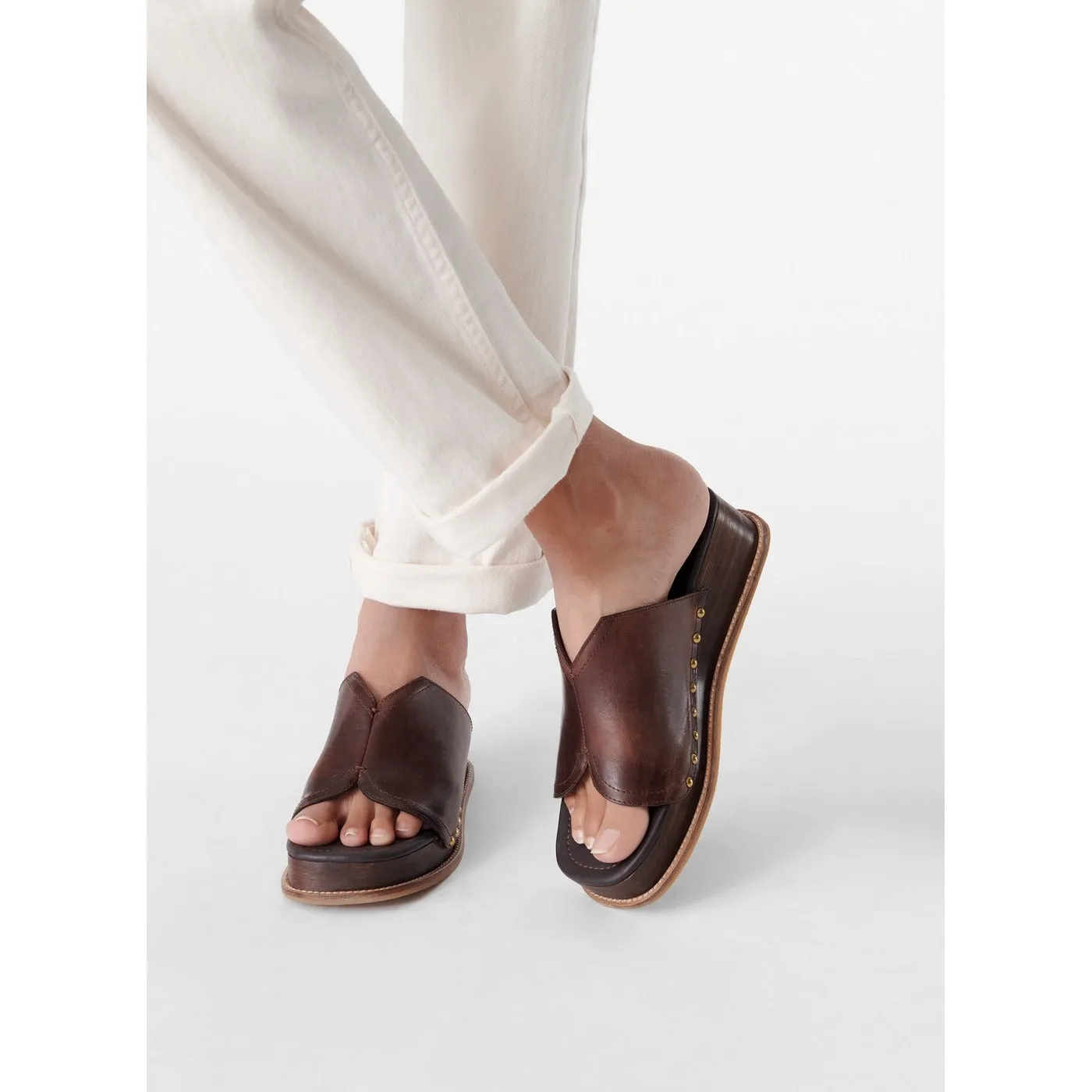 Brown Wedge Mules