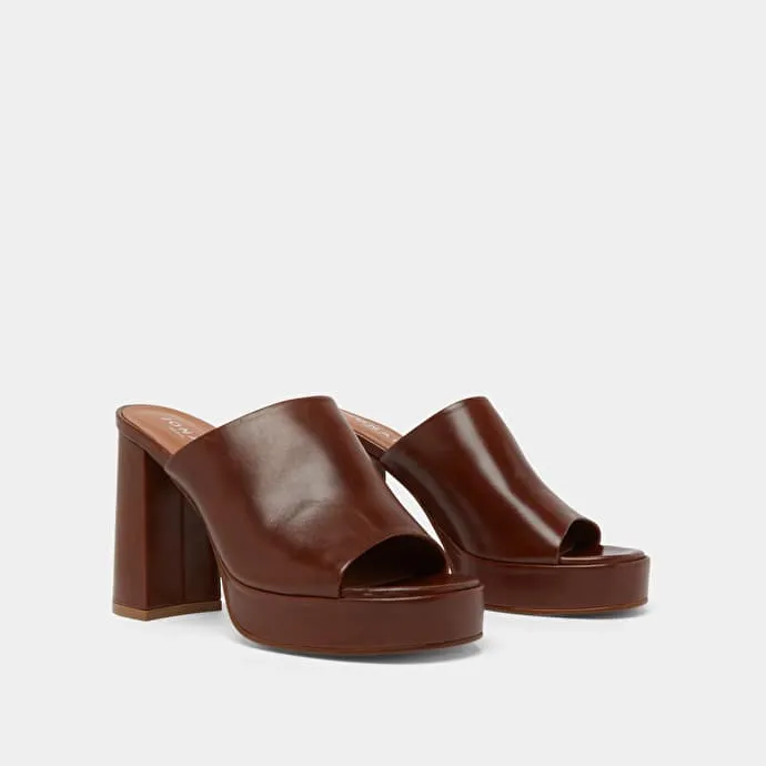 Mules à talons in brown leather