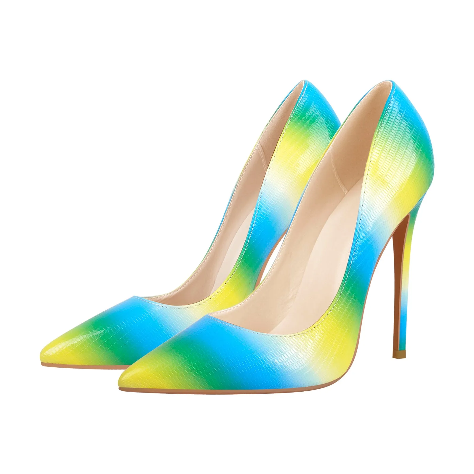 Multicolor Snake Print Pointed Toe Stiletto Heels