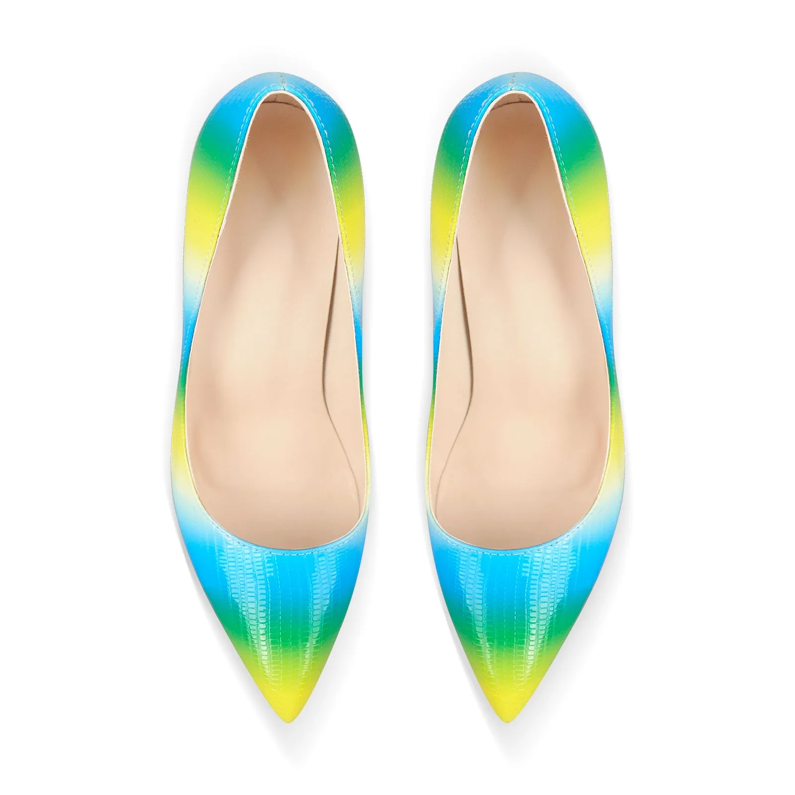 Multicolor Snake Print Pointed Toe Stiletto Heels