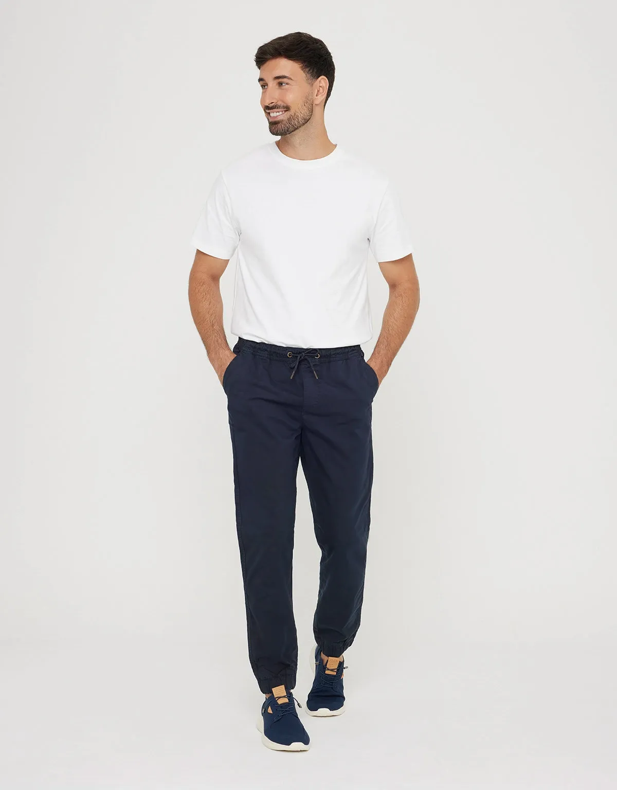 Navy Blue Cotton Long Trousers - Perry