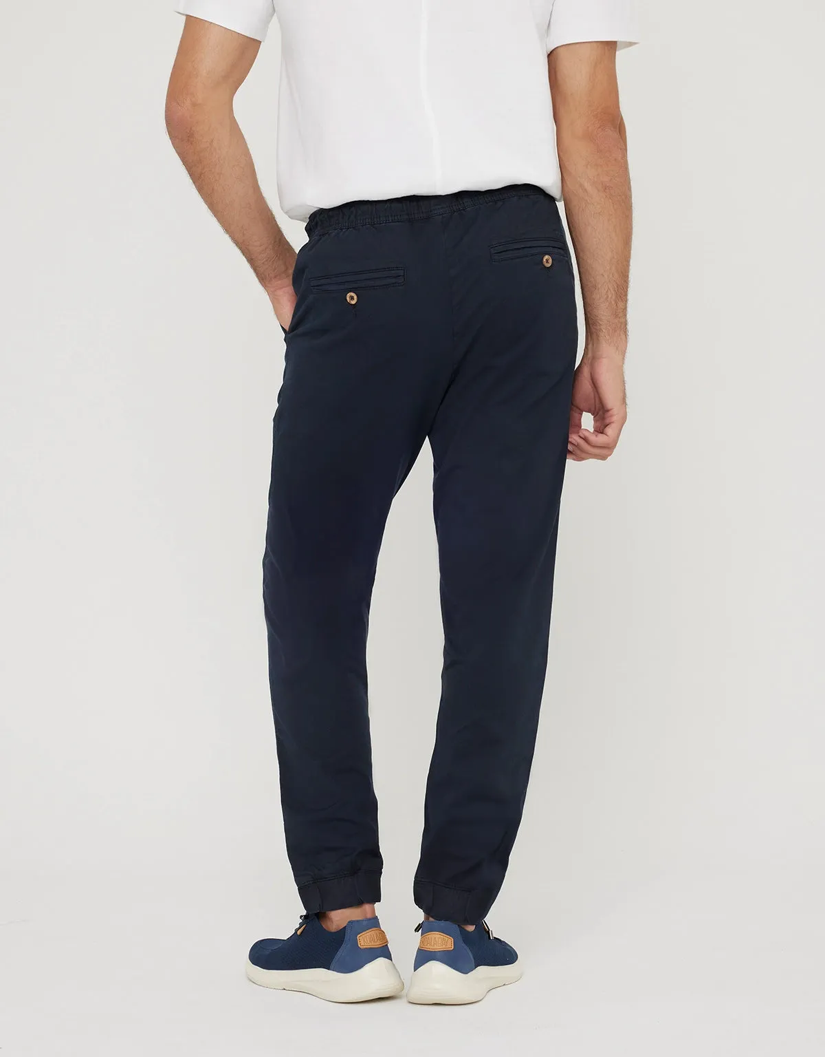 Navy Blue Cotton Long Trousers - Perry