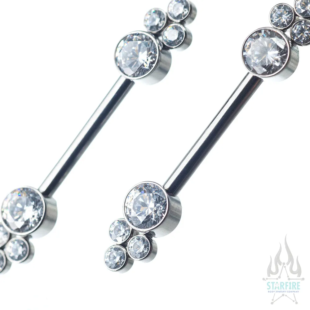 NB7TS 'Bijoux' Side Set Faceted Gem Nipple Barbells - pair