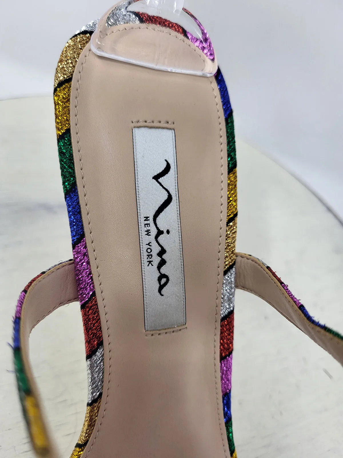 Nina Size 9.5 (39.5) Rainbow Stripe Metallic Heels