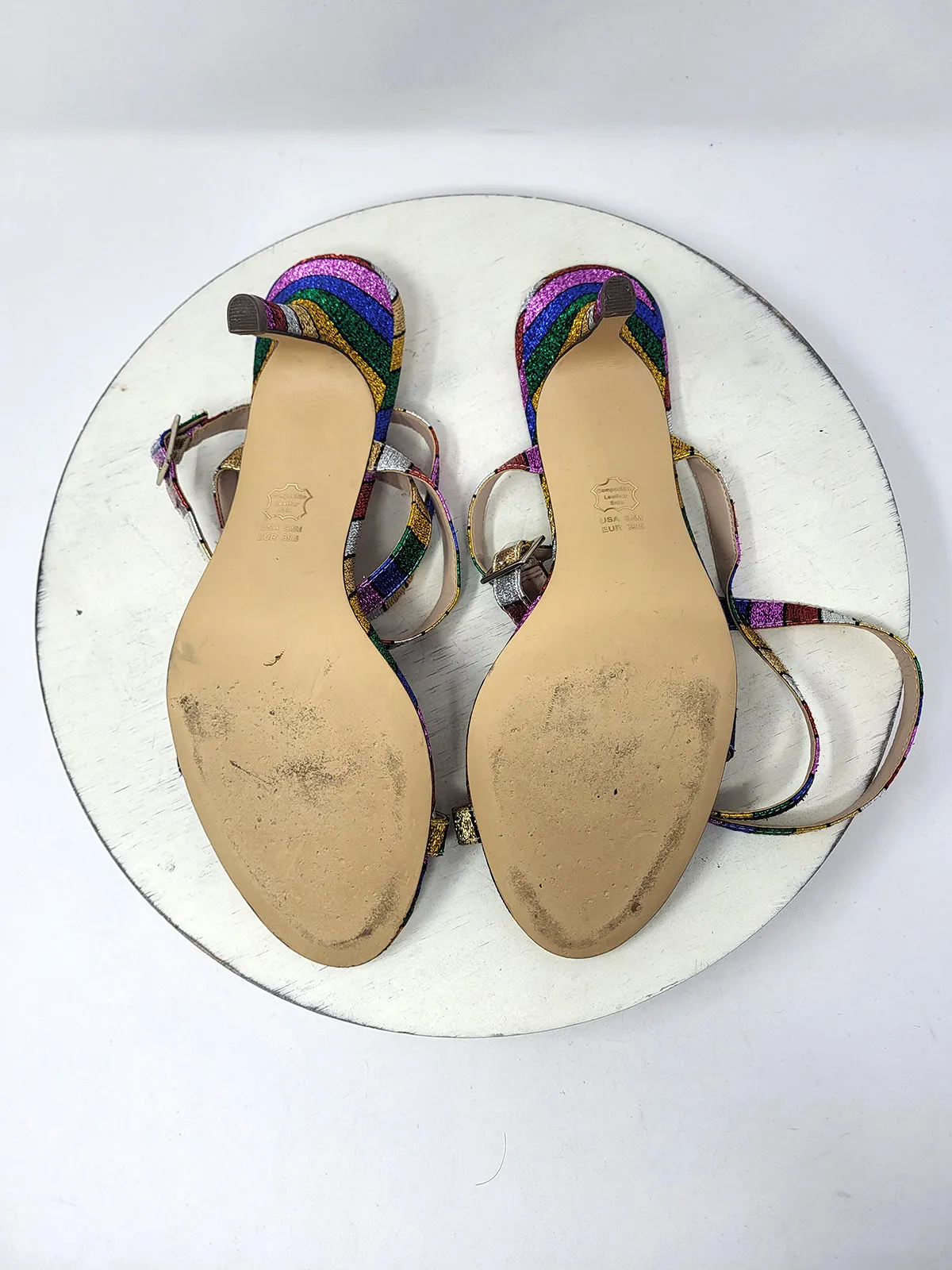 Nina Size 9.5 (39.5) Rainbow Stripe Metallic Heels