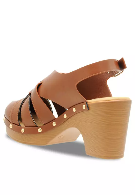 NOVENI Noveni Solid Tone Wooden Casual Heels