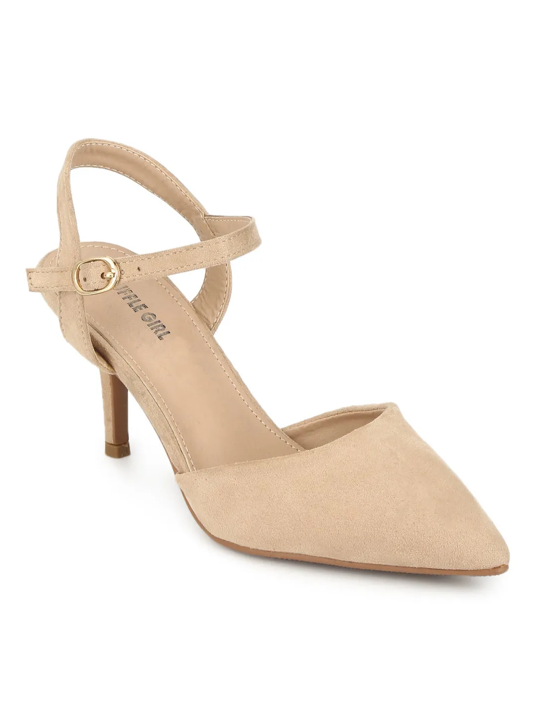 Nude Cone Pump Ankle Strap Stiletto Heels