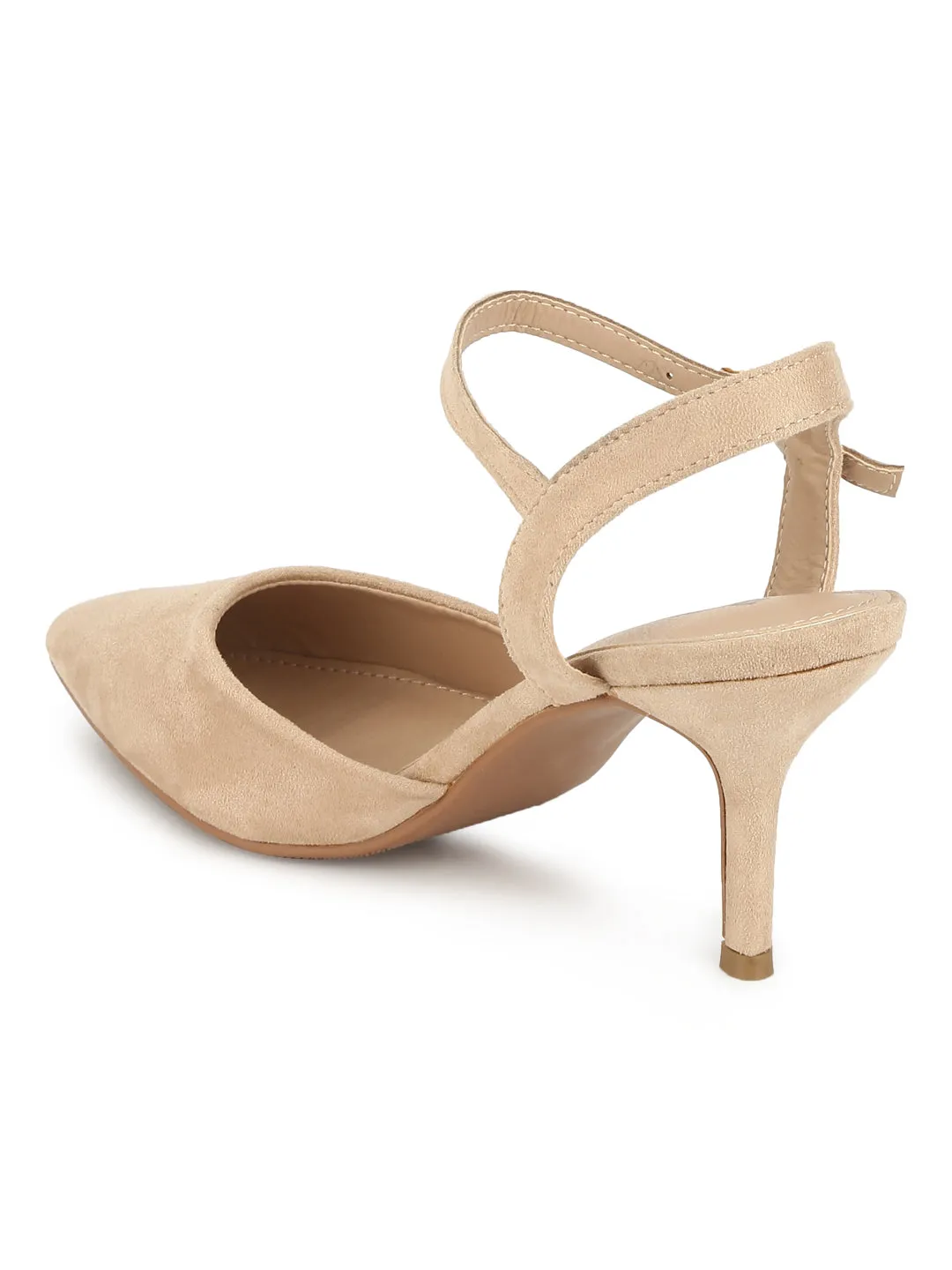 Nude Cone Pump Ankle Strap Stiletto Heels