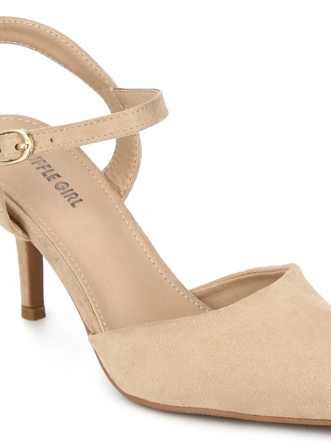 Nude Cone Pump Ankle Strap Stiletto Heels