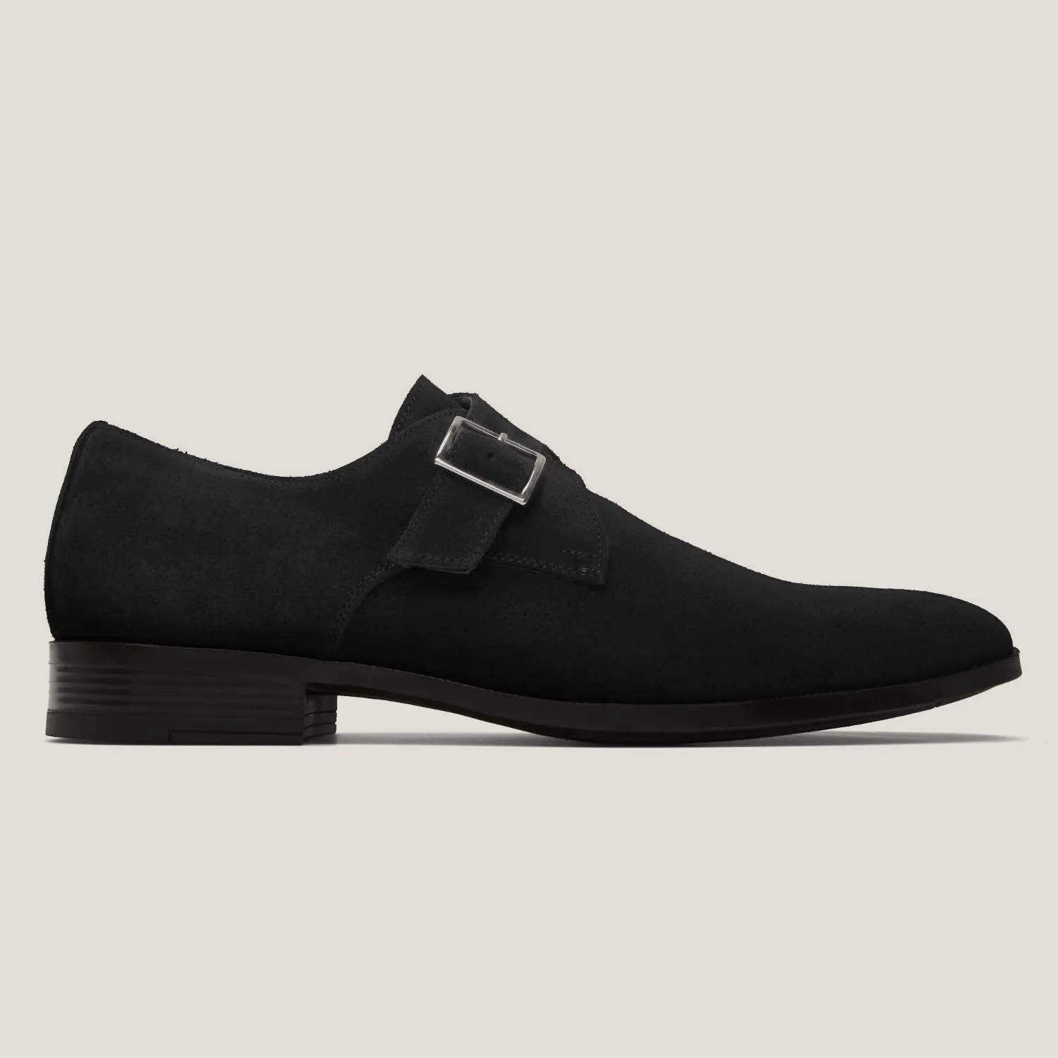 NY24 Black Suede Single Monk Shoes