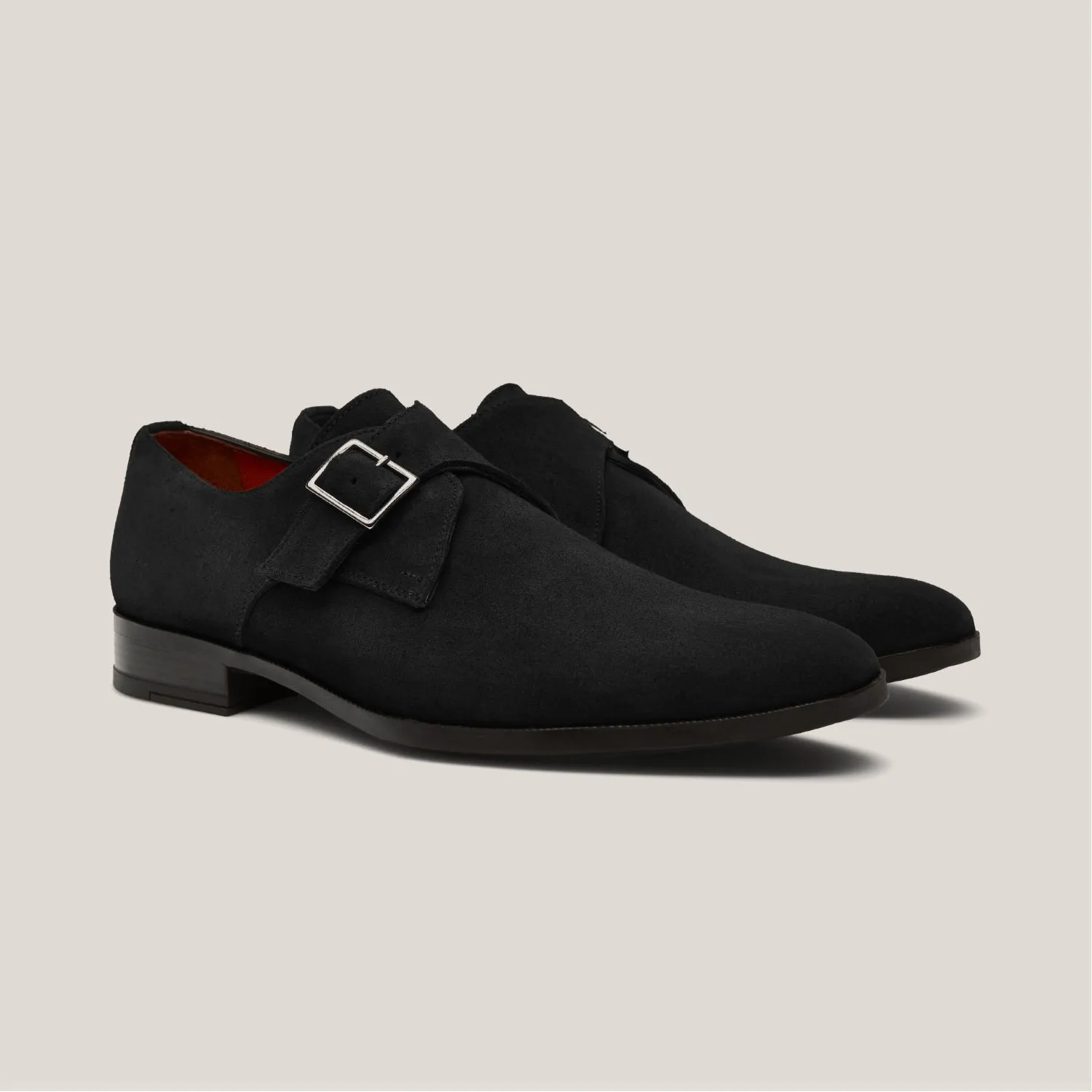 NY24 Black Suede Single Monk Shoes