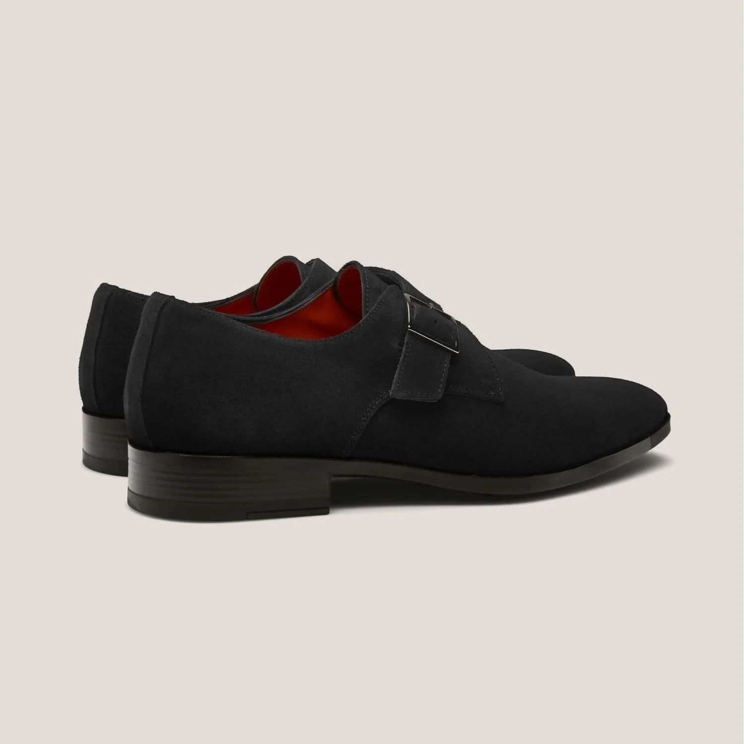 NY24 Black Suede Single Monk Shoes