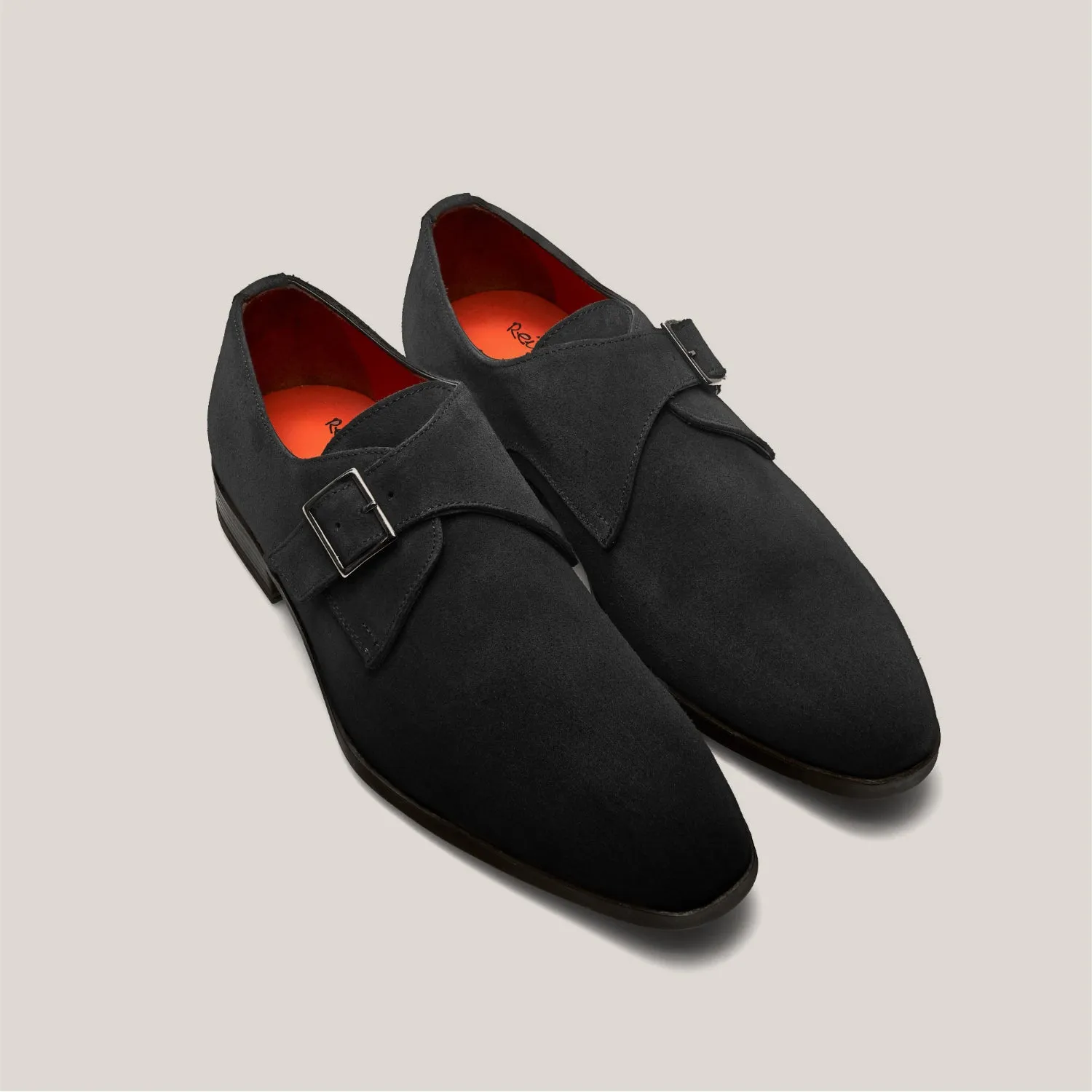 NY24 Black Suede Single Monk Shoes