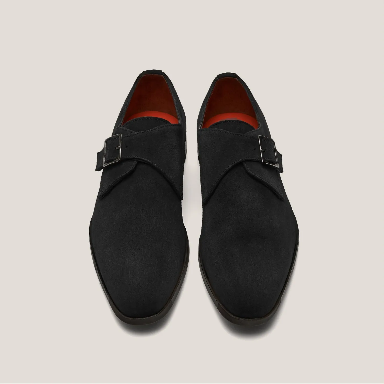 NY24 Black Suede Single Monk Shoes