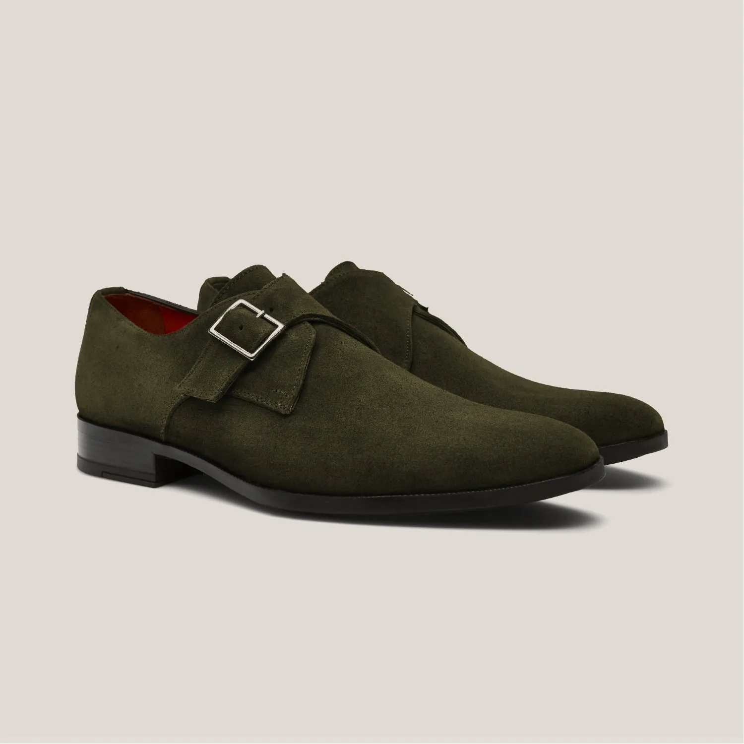 NY24 Camouflage Green Suede Single Monk Shoes