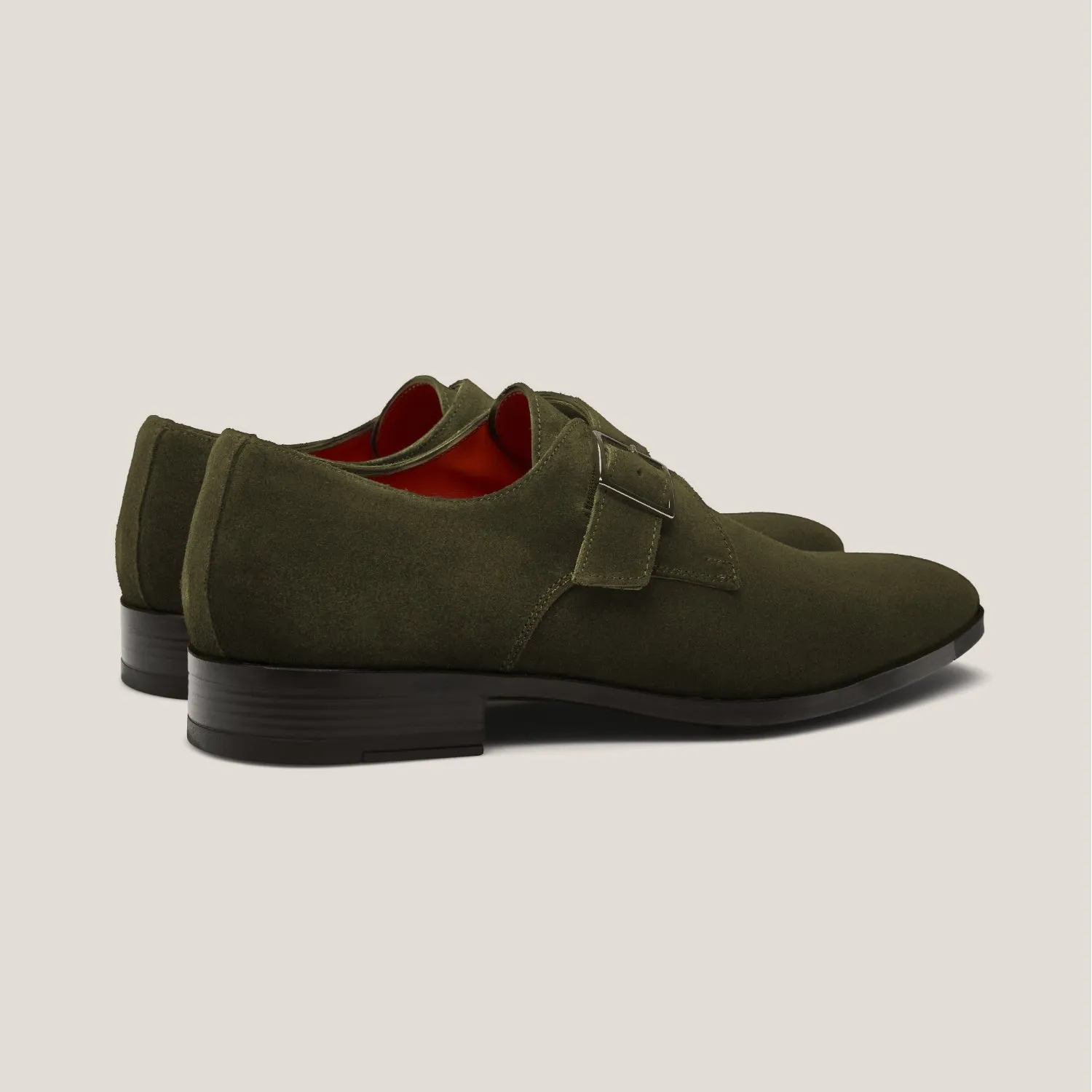 NY24 Camouflage Green Suede Single Monk Shoes