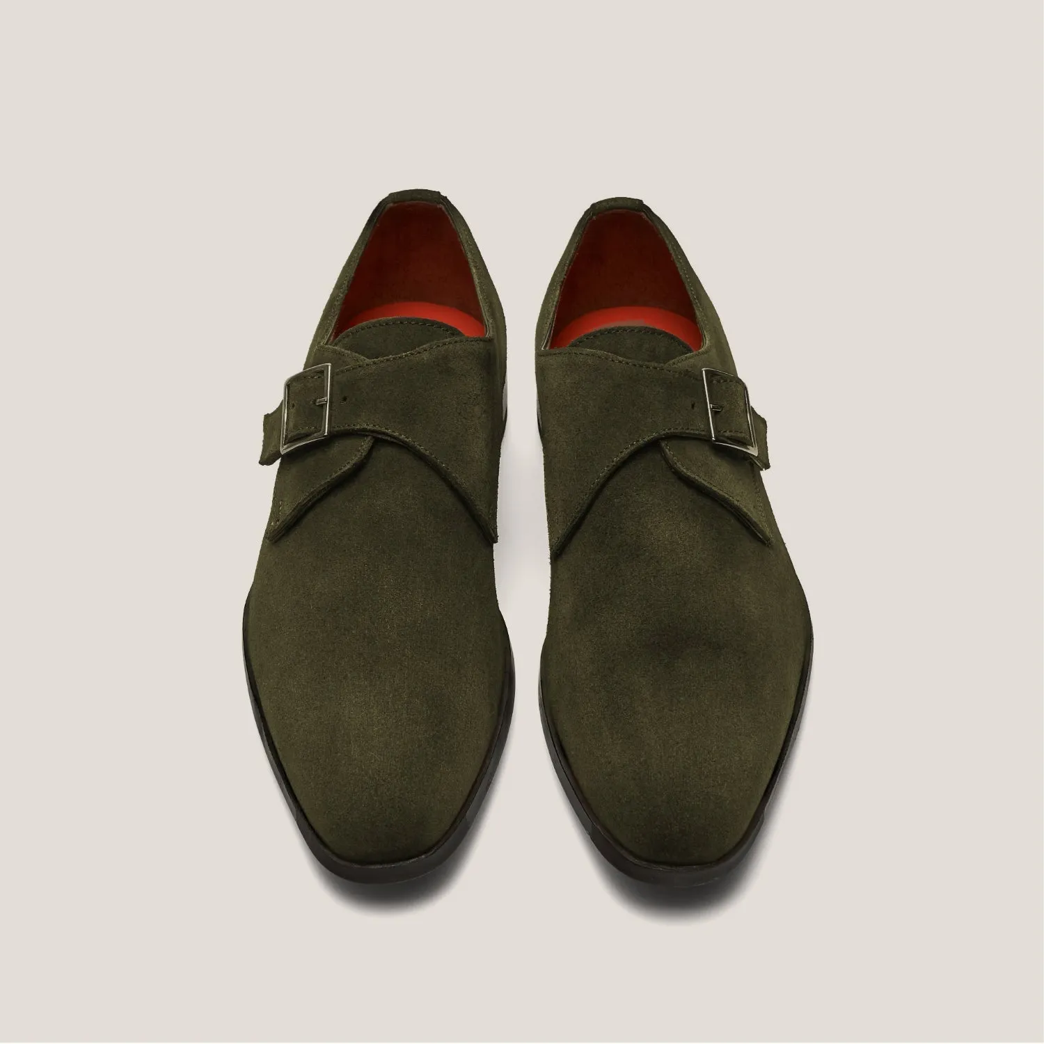 NY24 Camouflage Green Suede Single Monk Shoes