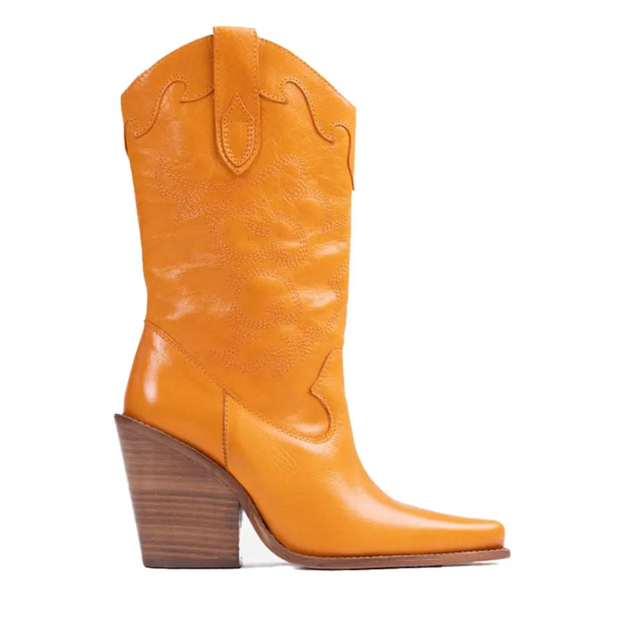 Orange Western Boots by Bonderia