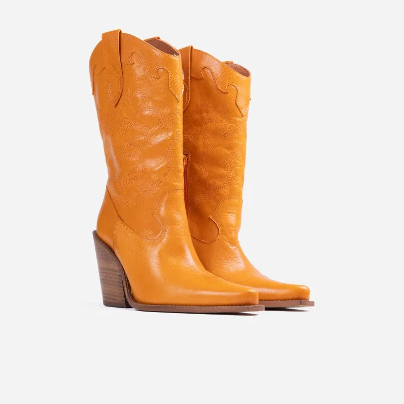 Orange Western Boots by Bonderia