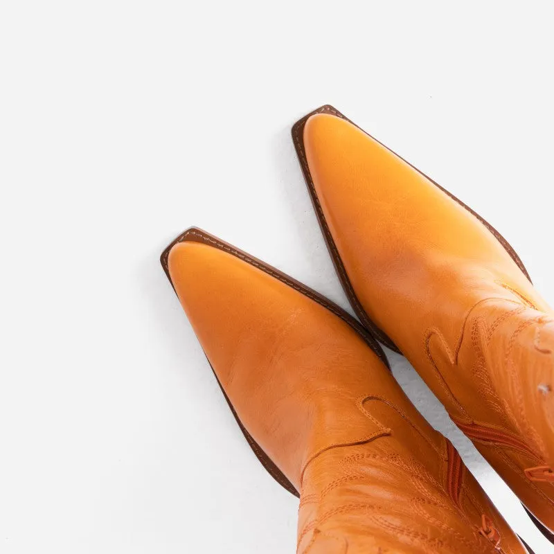 Orange Western Boots by Bonderia