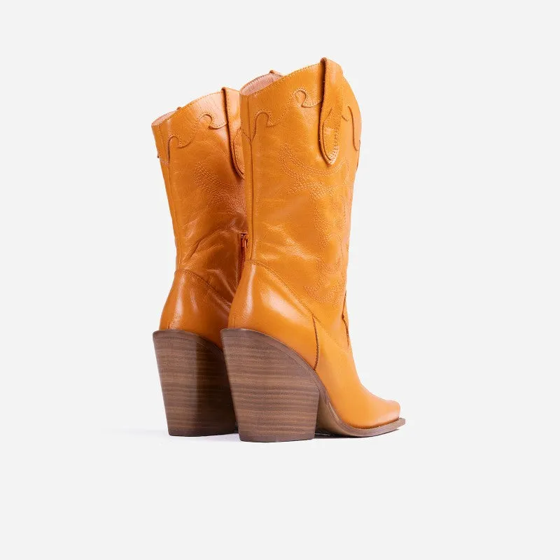 Orange Western Boots by Bonderia