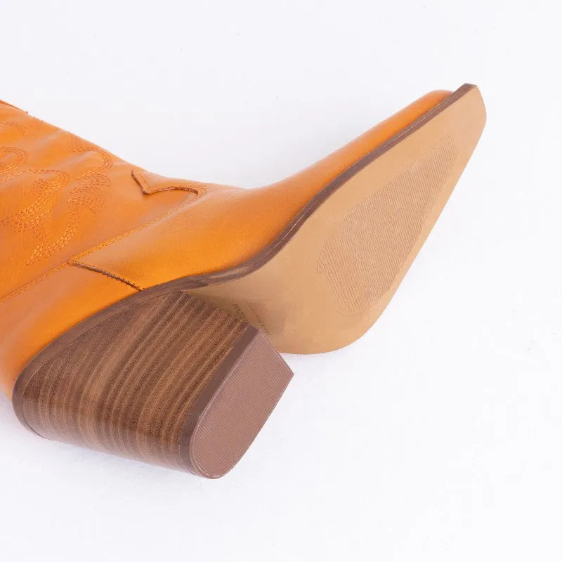 Orange Western Boots by Bonderia