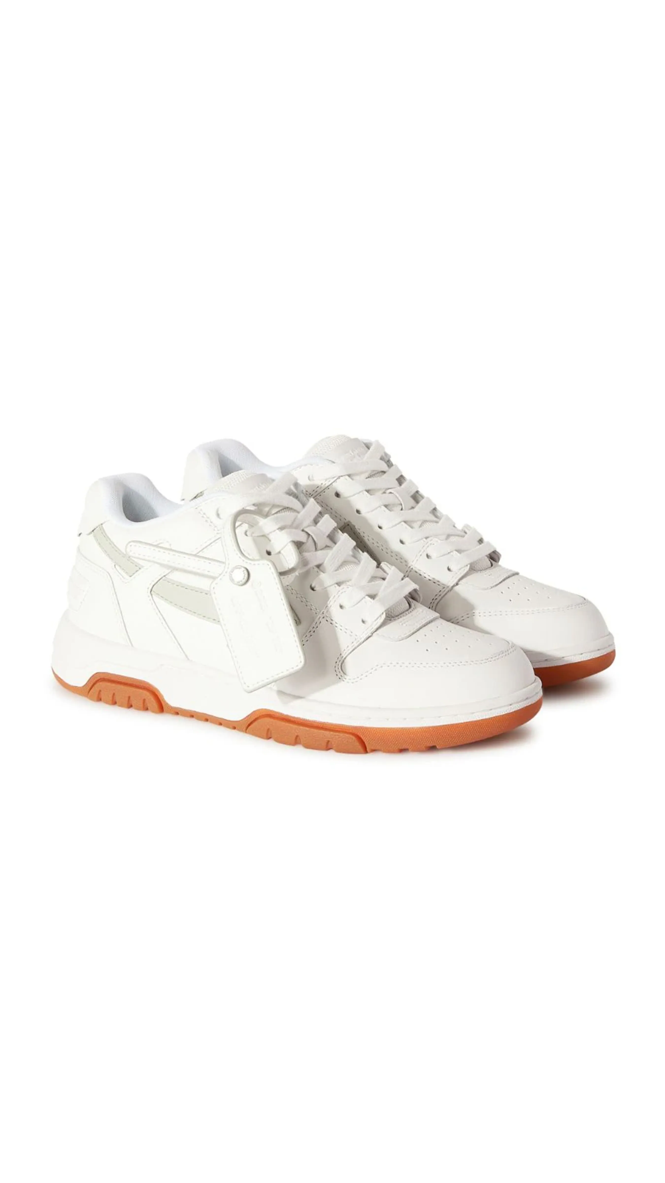 Out Of Office Calfskin Sneakers White Sage Orange