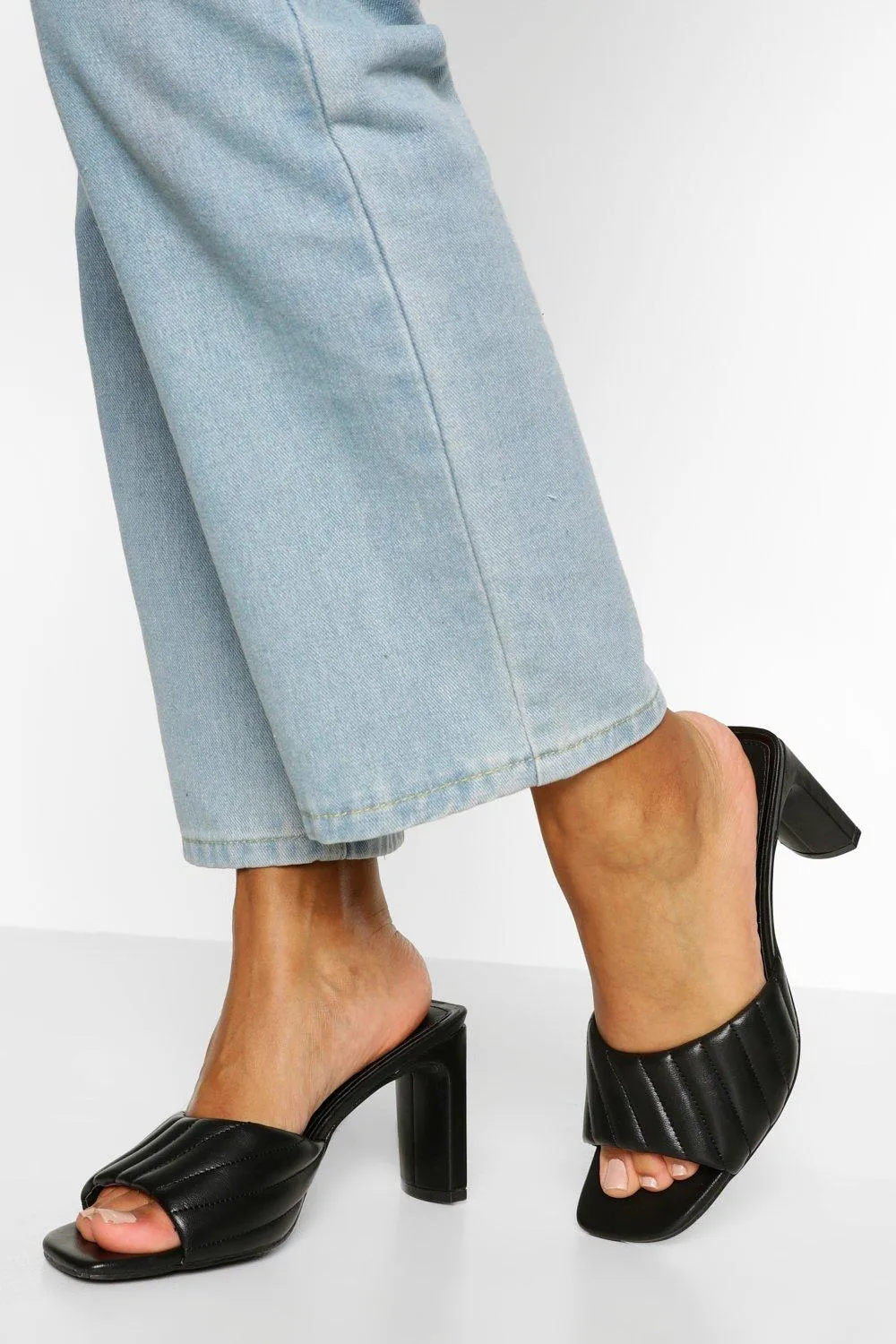 Padded Strap Low Heel Mules