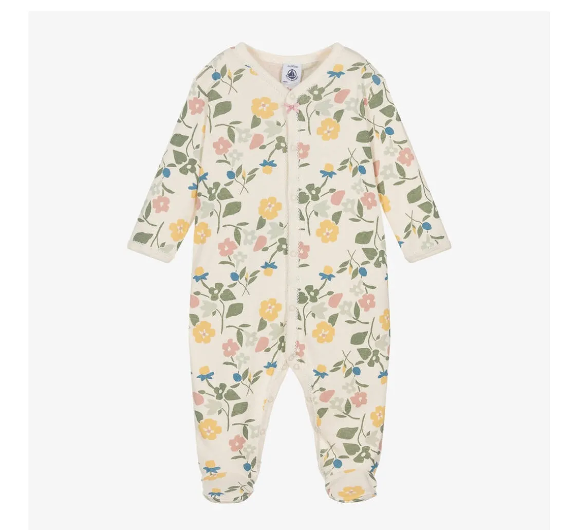 Baby Girl Garden Flowers Print Footie