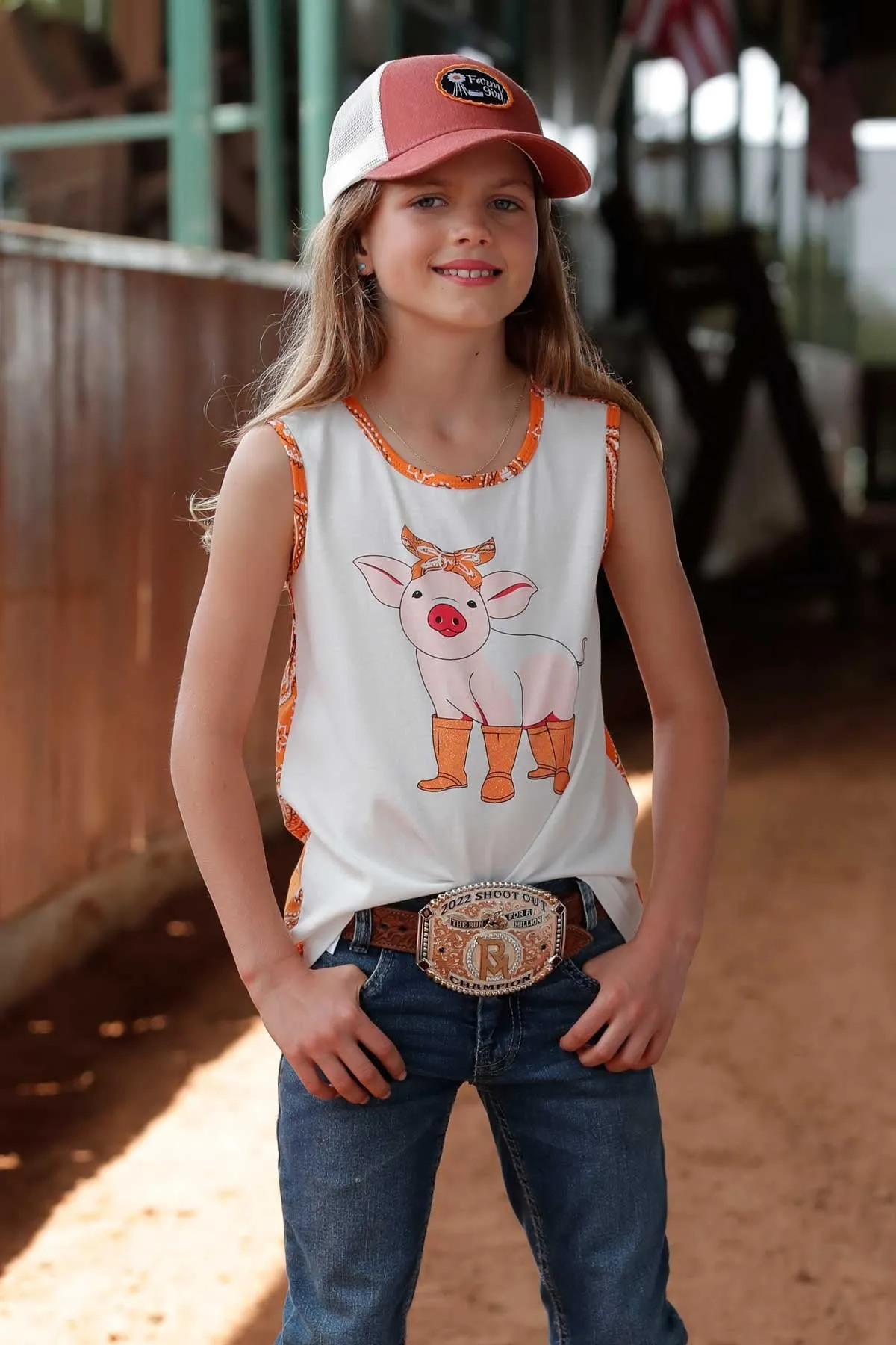 Pig Graphic Tank Top for Girls