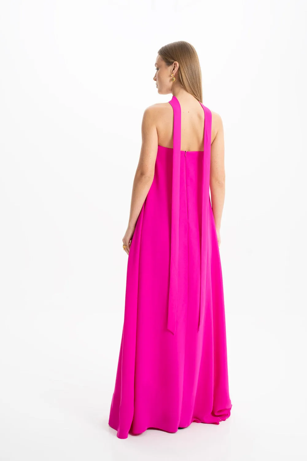 Pink Strapless Maxi Dress by Amy Crepe