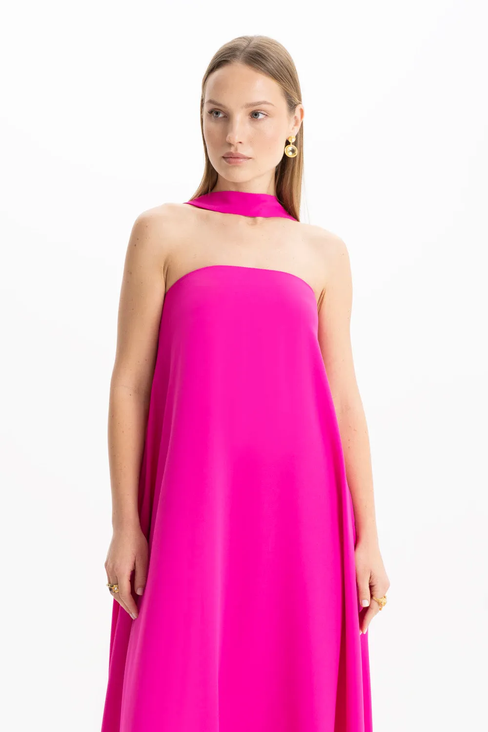 Pink Strapless Maxi Dress by Amy Crepe