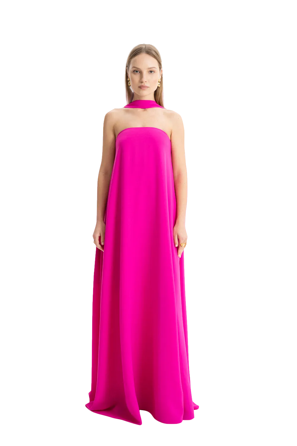 Pink Strapless Maxi Dress by Amy Crepe