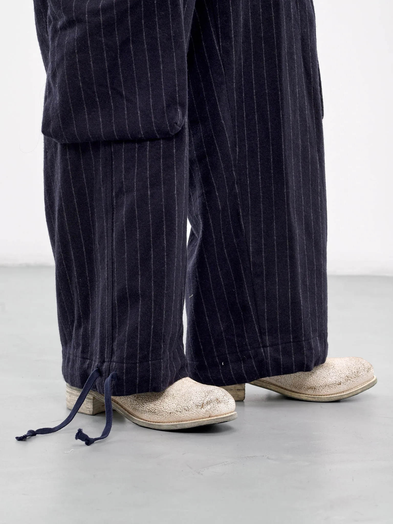 Pinstripe Wide Leg Cargo Trousers (JM200-NAVY)