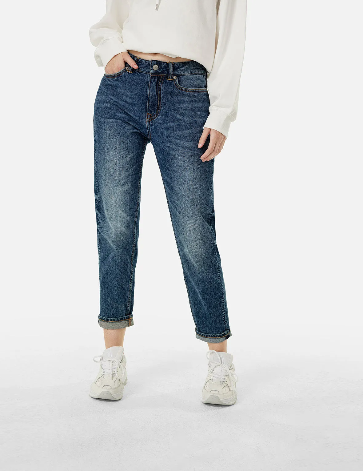 Pixel Seagull Embroidery Relax Jeans