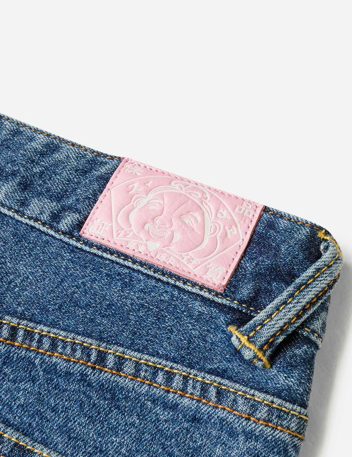 Pixel Seagull Embroidery Relax Jeans