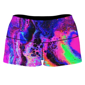 Psychedelic Radiation High-Waisted Women's Shorts