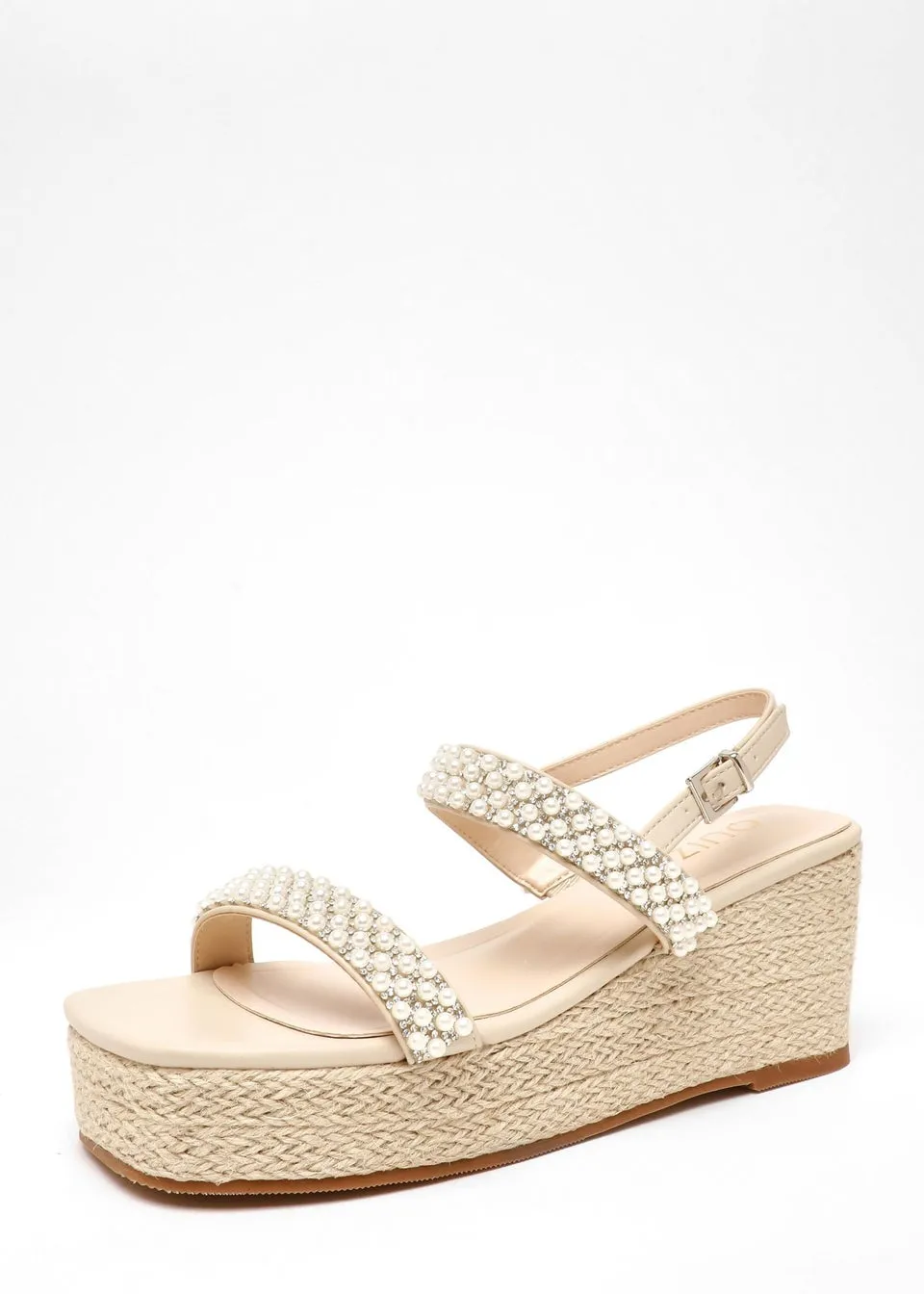 Stylish Natural Pearl Woven Wedge Sandals