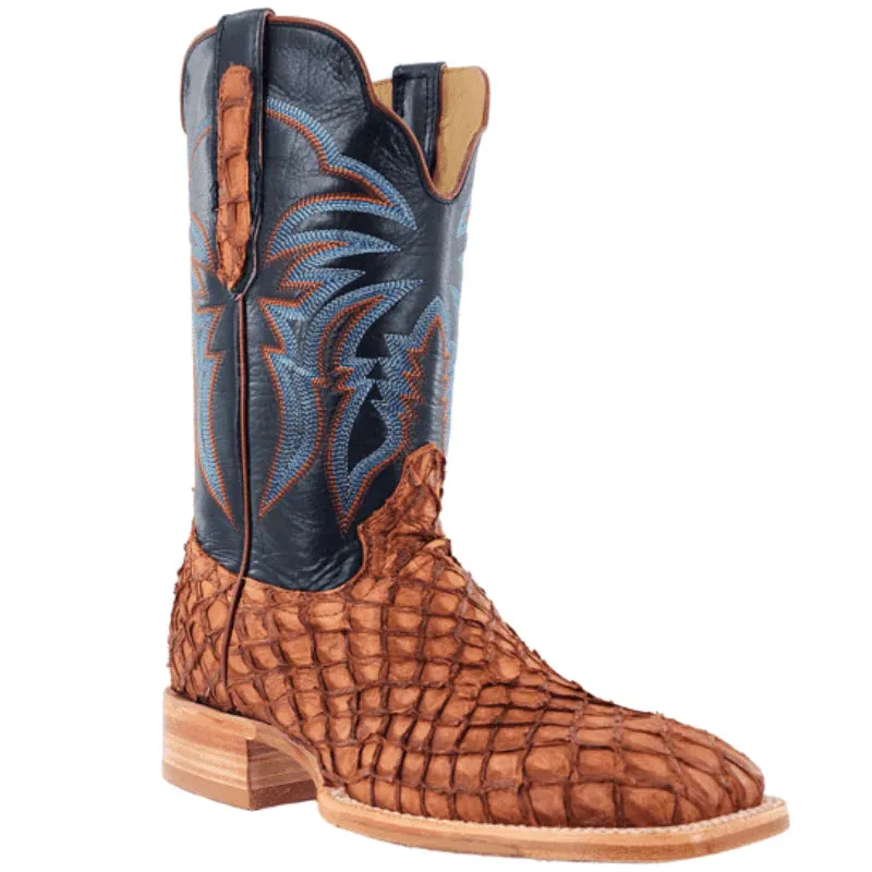 R. WATSON MEN'S MATTE COGNAC PIRARUCU EXOTIC WESTERN BOOTS RW7802-2