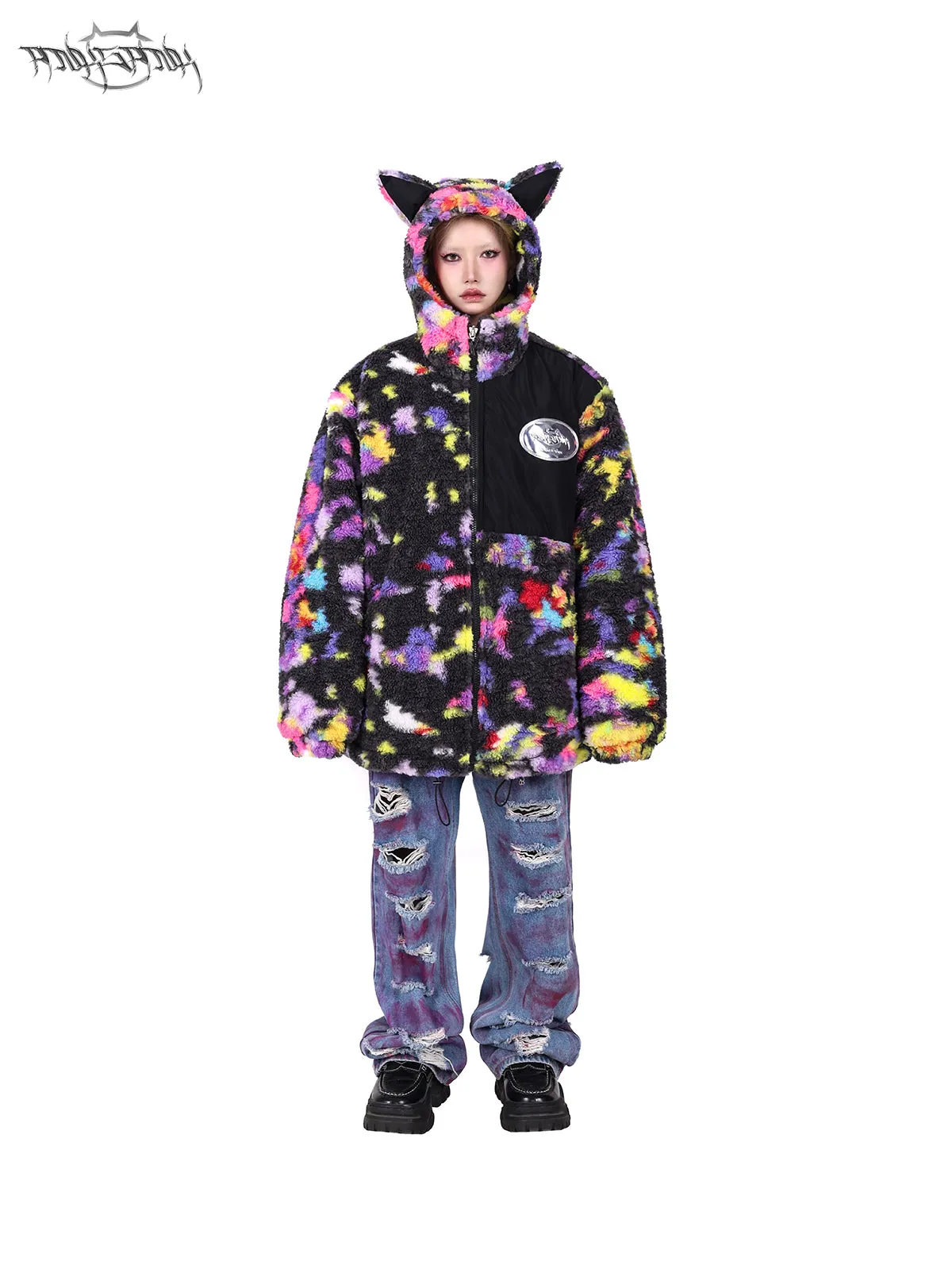 Rainbow Cat Ears Hooded BoA Loose Jacket