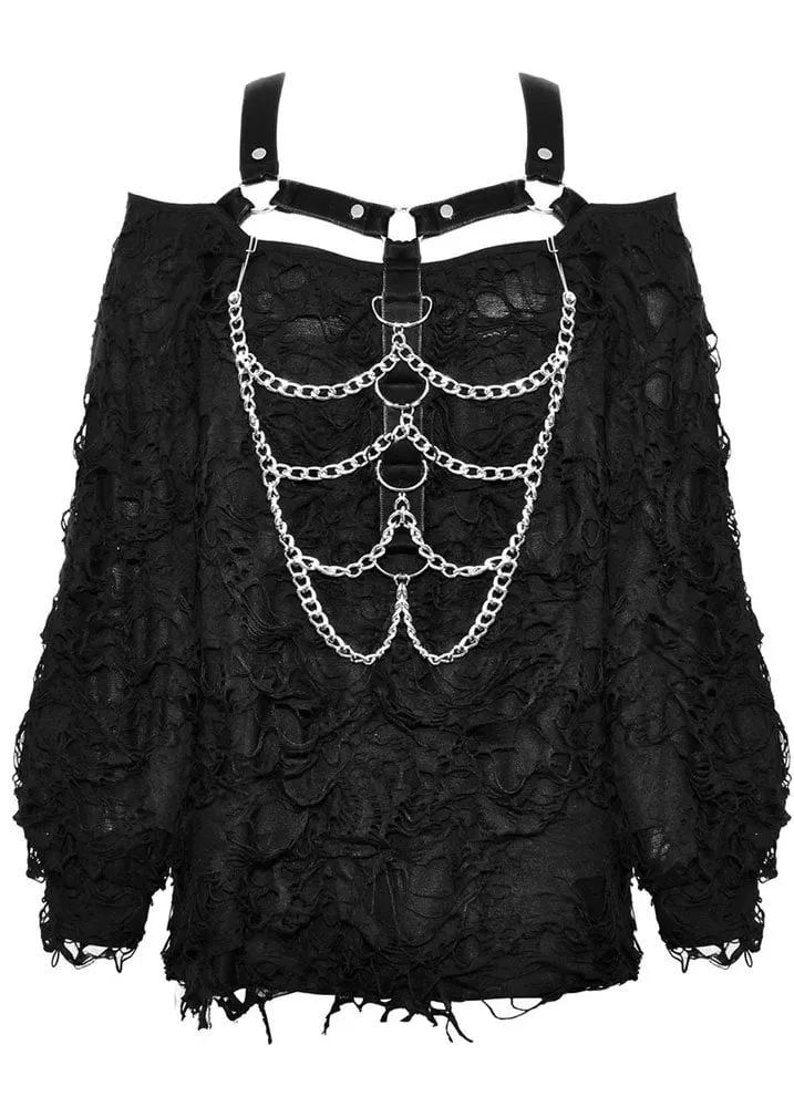 Rebel Girl Shredded Chain Top