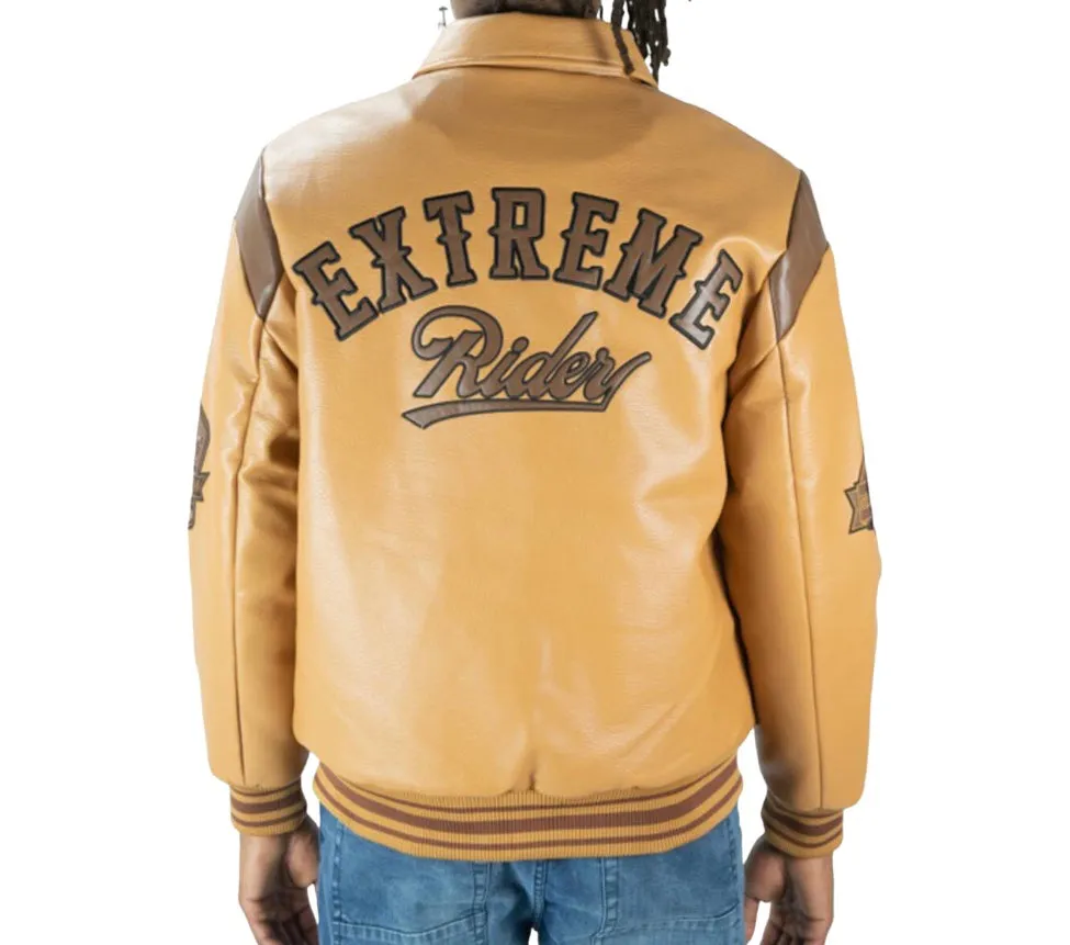 Rebel Minds Rider Caramel Leather Varsity Jacket