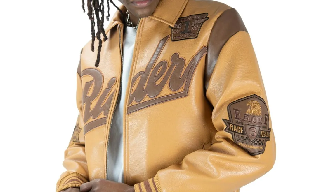 Rebel Minds Rider Caramel Leather Varsity Jacket