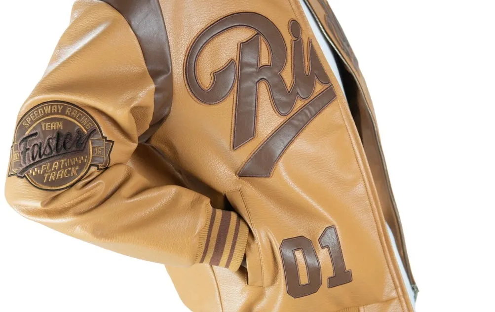 Rebel Minds Rider Caramel Leather Varsity Jacket