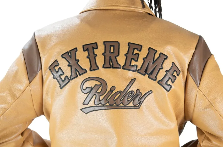 Rebel Minds Rider Caramel Leather Varsity Jacket