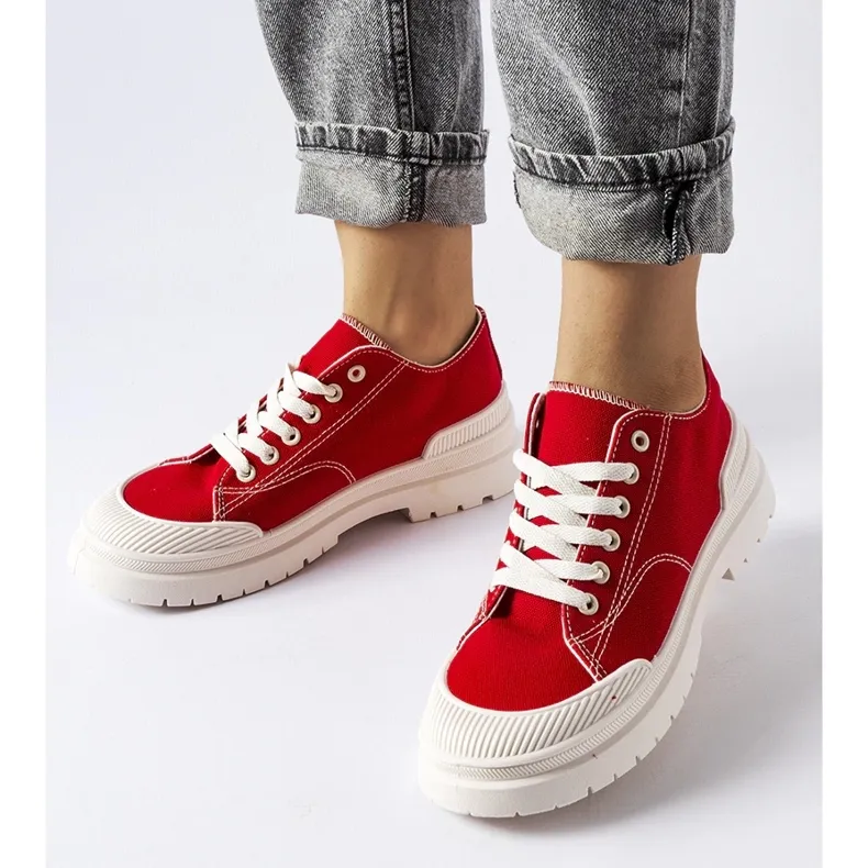 Red fabric sneakers by Nassar