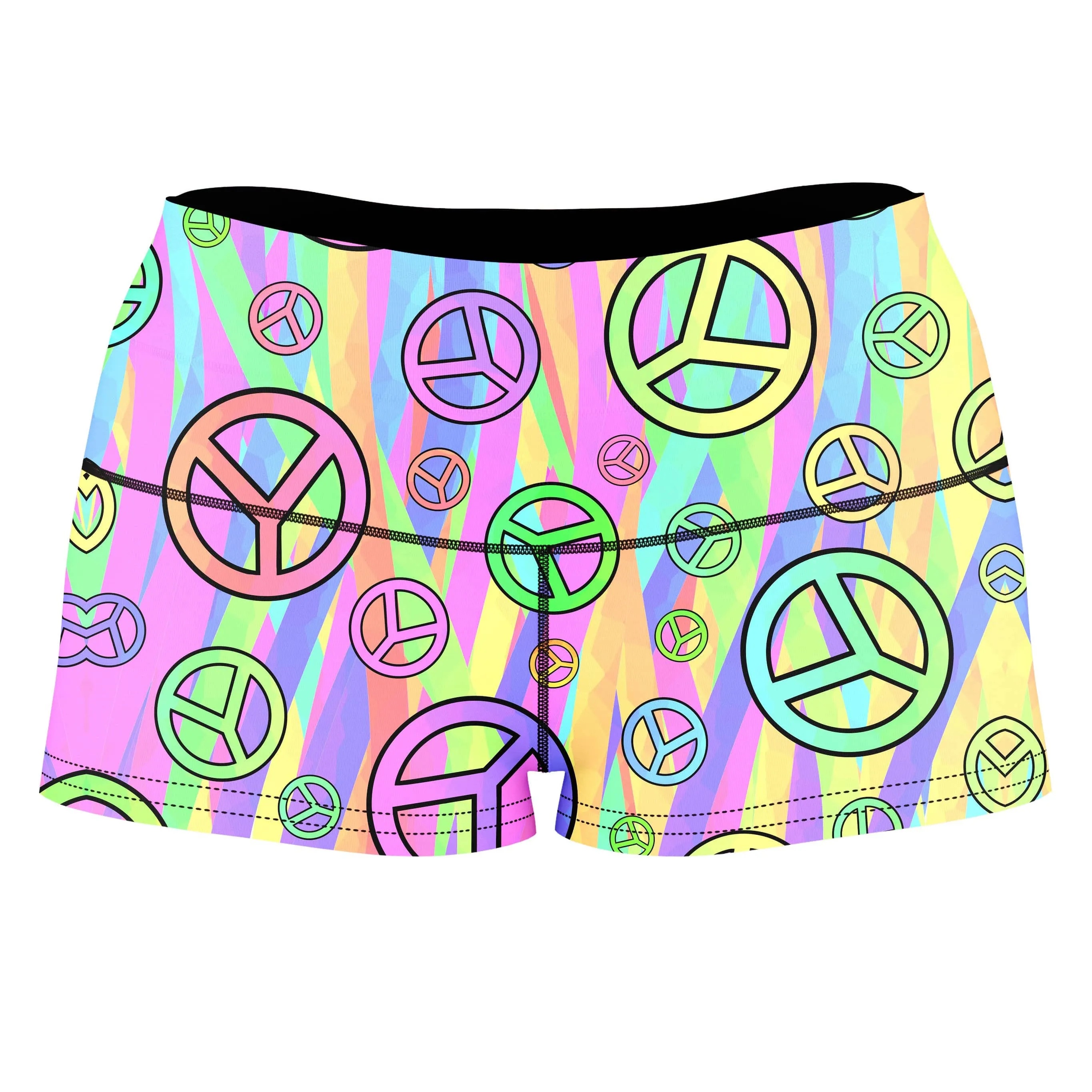 Retro Peace Symbol High-Waisted Women's Shorts